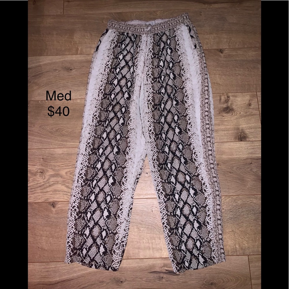 Snake print silk pants